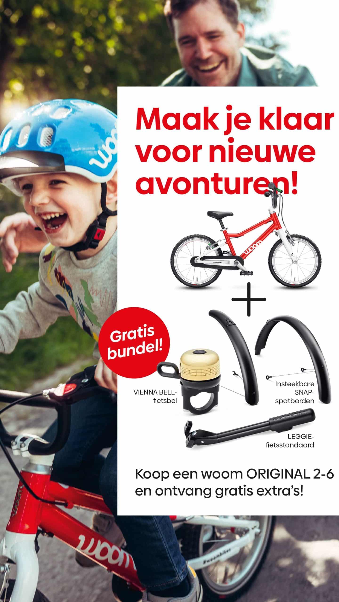 Actie Woom kinderfiets gratis accessoires